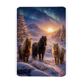 Winter Solstice Magic with Icelandic Horses マグネット