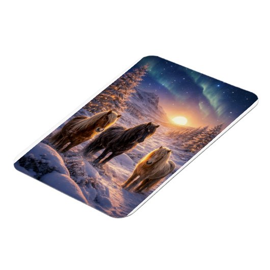 Winter Solstice Magic with Icelandic Horses マグネット (左側)