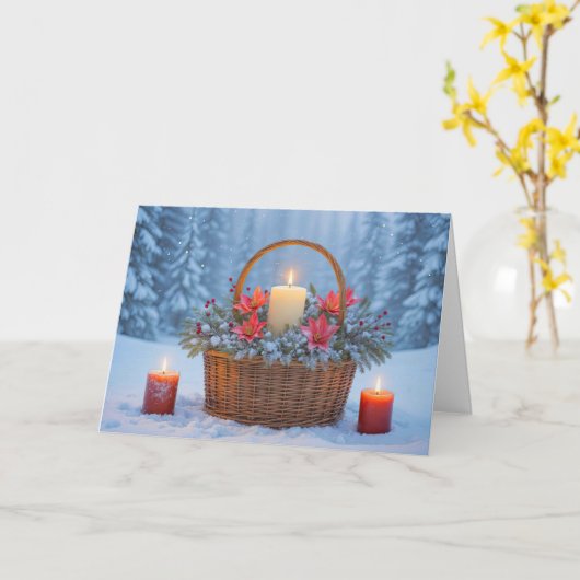 Winter Solstice with Candles Nature Pretty カード (黄色い花)