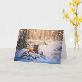 Winter Solstice with Snow and Candles in the Woods カード (黄色い花)