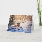 Winter Solstice with Snow and Candles in the Woods カード (正面)