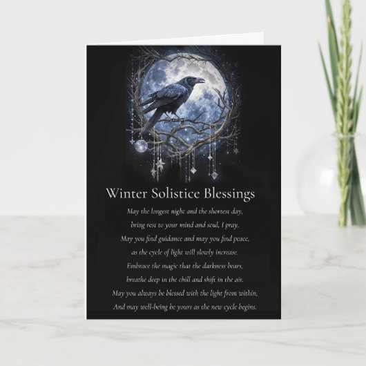 Winter Solstice Yule with Raven Moon and Crystals カード (正面)
