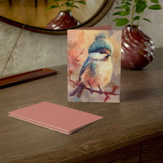 Winter Songbird in Knit Hat | Ash Greeting カード