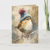 Winter Songbird in Knit Hat | Fawn Greeting カード (正面)