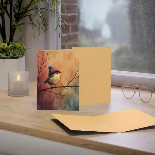 Winter Songbird in Knit Hat | Marzipan Greeting カード