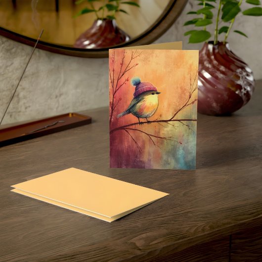 Winter Songbird in Knit Hat | Marzipan Greeting カード