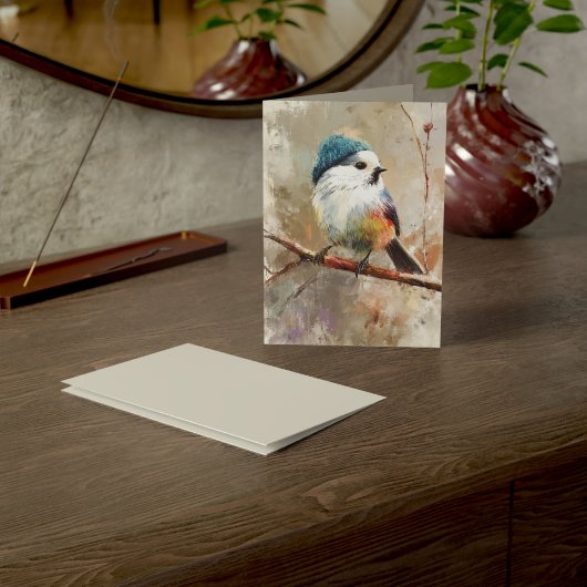 Winter Songbird in Knit Hat | Moon Mist Greeting カード