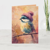 Winter Songbird in Knit Hat | Tumbleweed Greeting カード (正面)