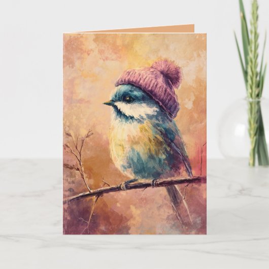 Winter Songbird in Knit Hat | Tumbleweed Greeting カード (正面)