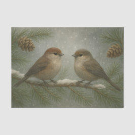 Winter Songbirds on a Snowy Branch 薄葉紙