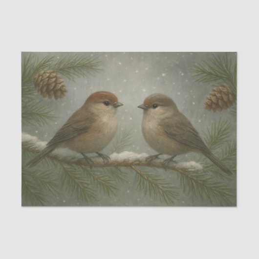 Winter Songbirds on a Snowy Branch 薄葉紙 (正面)