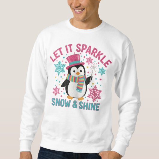 Winter Sparkle Penguin Shirt – Fun Holiday スウェットシャツ (正面)