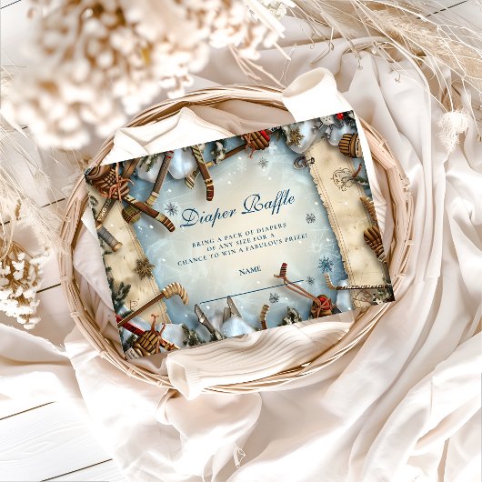 Winter Sports Baby Shower Diapper Raffle エンクロージャーカード