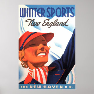 Winter Sports New England New Haven Railroad ポスター