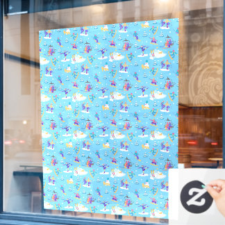 Winter Sports Skating Skiing Pattern Ski Shop Larg ウィンドウサイン