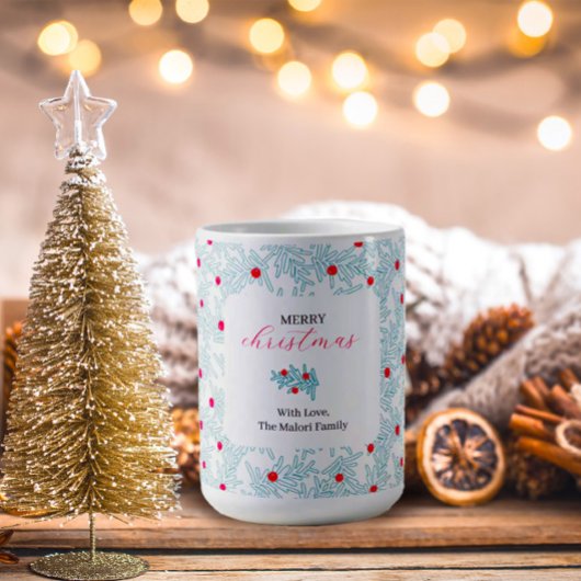 Winter Sprig Pattern | Minimal Pine Branch & Berry コーヒーマグカップ