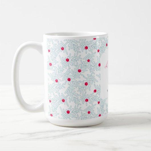 Winter Sprig Pattern | Minimal Pine Branch & Berry コーヒーマグカップ (左)