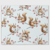 Winter Squirrels Among Snowy Branches ラッピングペーパー (フラット)