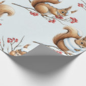 Winter Squirrels Among Snowy Branches ラッピングペーパー (角)