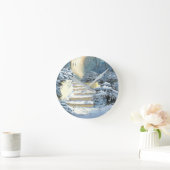 Winter Stairs Covered in snow Round Clock ラウンド壁時計 (ホーム)