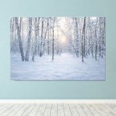 Winter Sunlight in Quiet Birch Forest キャンバスプリント (インサイチュ (ウッドフロア))