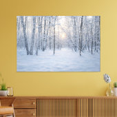 Winter Sunlight in Quiet Birch Forest キャンバスプリント (インサイチュ (リビング))