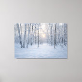 Winter Sunlight in Quiet Birch Forest キャンバスプリント (正面)