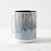 Winter Sunlight in Quiet Birch Forest ツートーンマグカップ (正面左)