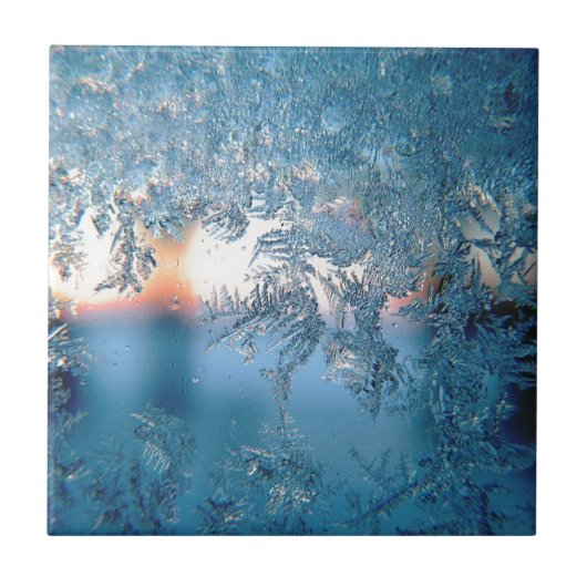 Winter Sunlight Through Frosted Ice Crystals Glass タイル (正面)