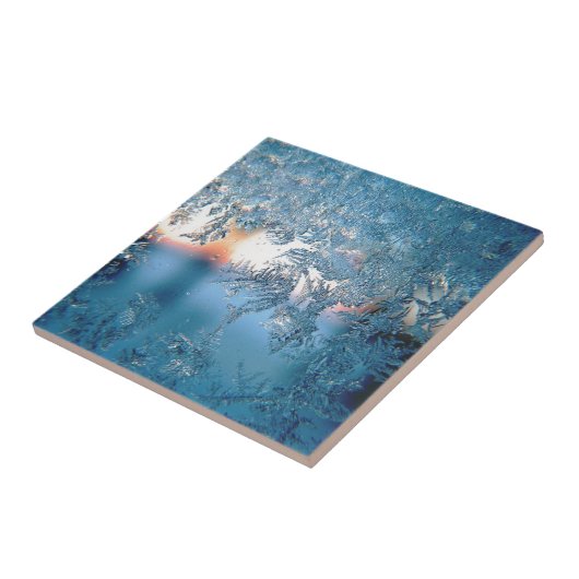 Winter Sunlight Through Frosted Ice Crystals Glass タイル (側面)