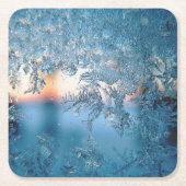 Winter Sunlight Through Frosted Ice Window スクエアペーパーコースター (正面)