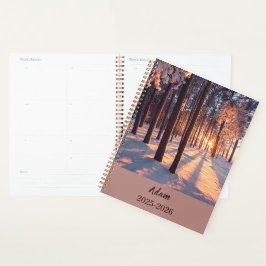 Winter Sunrise Forest Personalized Yearly Organize プランナー手帳 (ディスプレー)