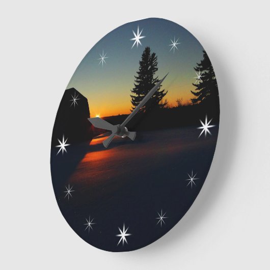 Winter Sunset  ラージ壁時計 (傾斜)