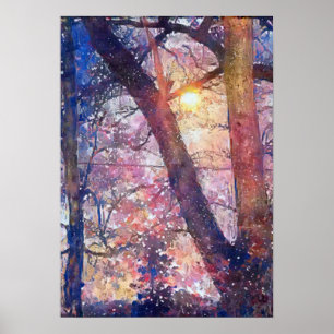 winter sunshine A.I. enhanced photo in pastels ポスター