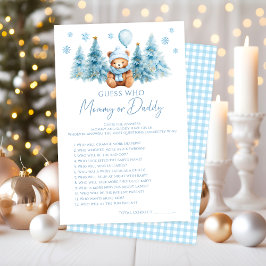 Winter Teddy Bear Baby Shower Mommy or Daddy Game