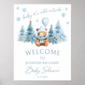 Winter Teddy Bear Baby Shower Welcome Sign Poster ポスター (正面)