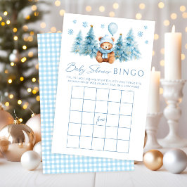 Winter Teddy Bear Pine Tree Baby Shower Game Bingo