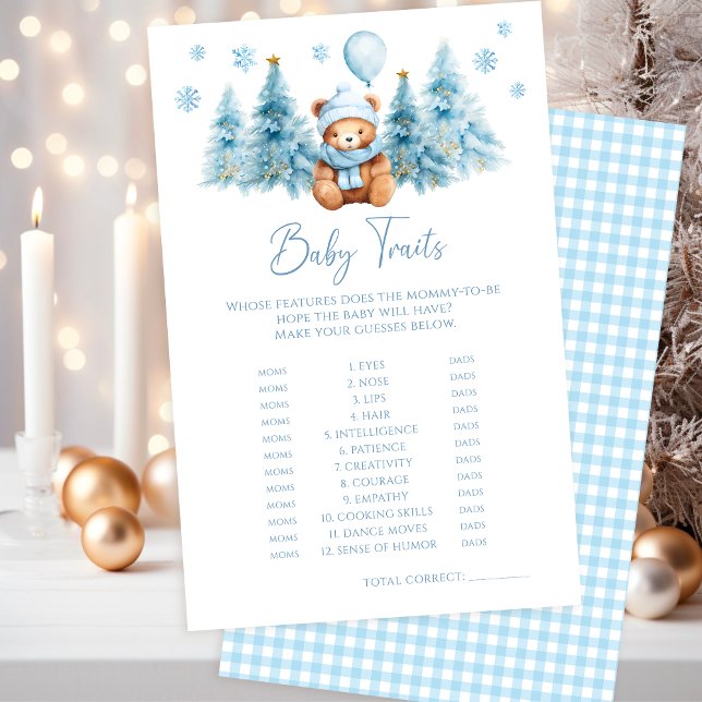 Winter Teddy Bear Scarf Baby Boy Shower Trait Game (クリエイターアップロード済み)