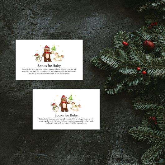 Winter Teddy Bear Snowman Books For Baby Shower エンクロージャーカード