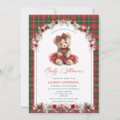 Winter Teddy Bear Vintage Luxury Baby Shower 招待状 (正面)
