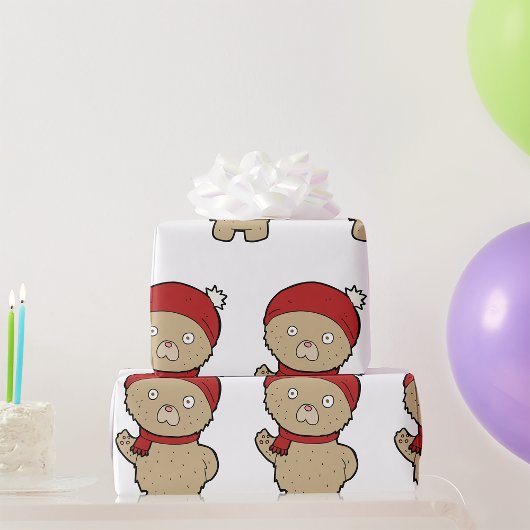 Winter Teddy Bear Wrapping Paper ラッピングペーパー
