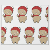 Winter Teddy Bear Wrapping Paper ラッピングペーパー (フラット)