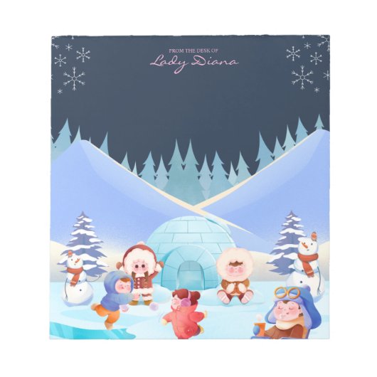 Winter Teddy Bears Christmas Holiday Notepad ノートパッド (正面)
