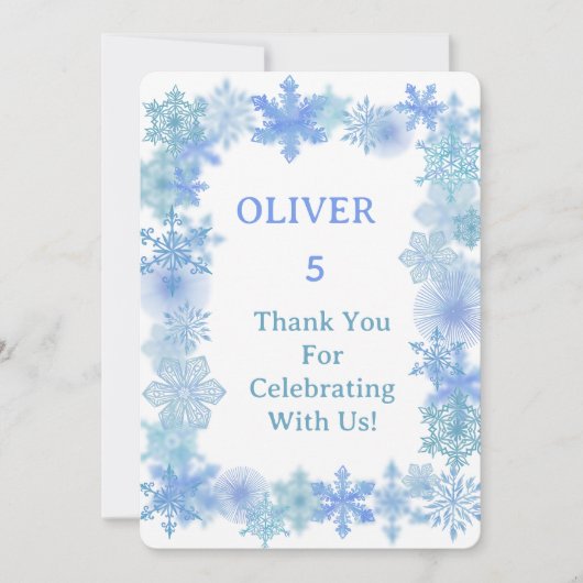 Winter Thank You Card, Minimalist Snowflake Thank  サンキューカード (正面)