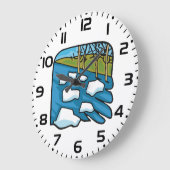 Winter Thaw River with Ice Floes ラージ壁時計 (傾斜)