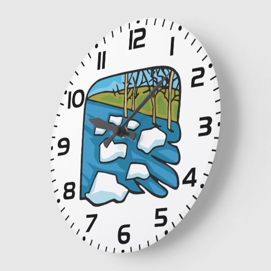 Winter Thaw River with Ice Floes ラージ壁時計 (傾斜)