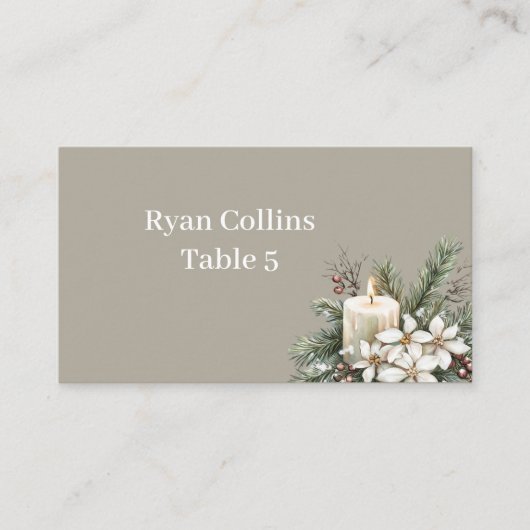 Winter theme beige Place Cards プレイスカード (正面)