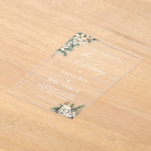 Winter Themed beige アクリル招待状 (レイダウン)