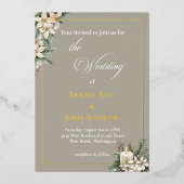 Winter themed beige 箔招待状 (正面)