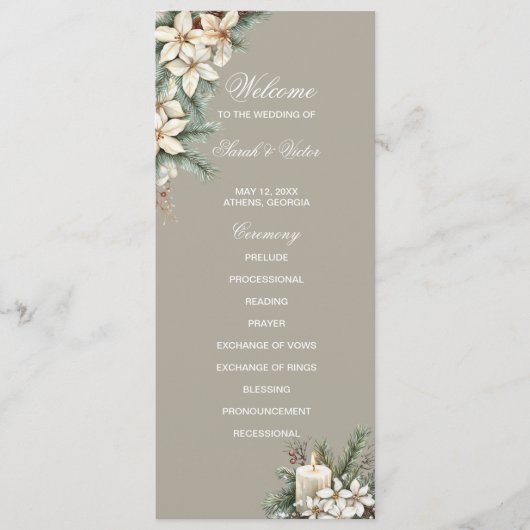 Winter Themed beige double side program card  プログラム (正面)